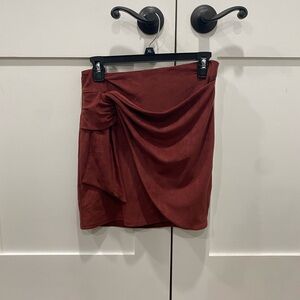 Altar'd State Red Ruched Wrap Mini Skirt